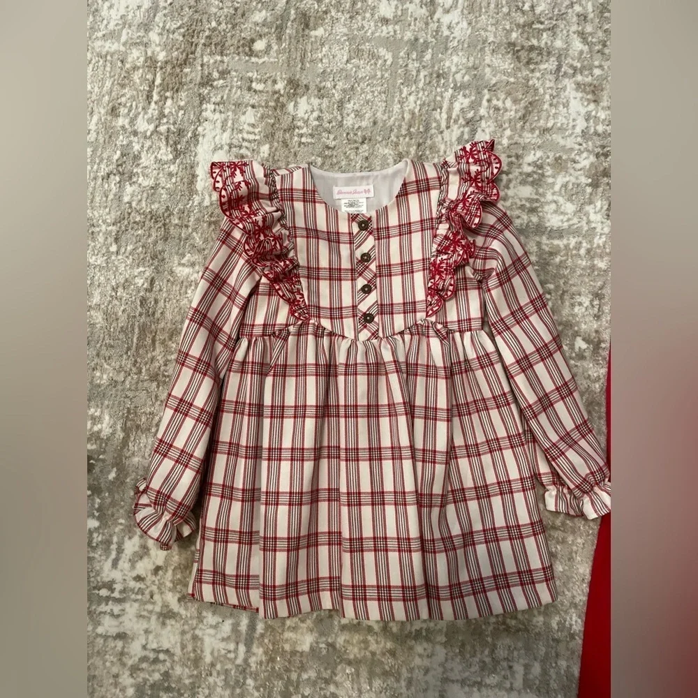 Bonnie Jean Red and White Plaid Dress with matching leggings size 6/6X-NWOT